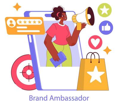 hombre de influencia marketing. plano ilustración vector