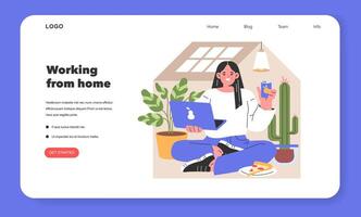 Working from Home illustration An individual embodies the comfort of home offices with leisure elements in a harmoniously designed workspace illustration vector