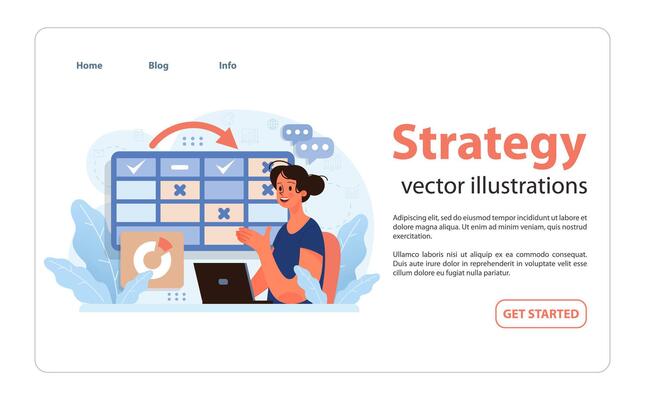 Strategy in action. Flat illustration