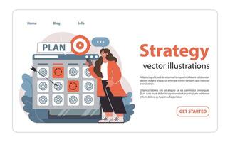Constructing a Strategy using a methodical approach. Flat illustration vector