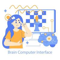 Brain Computer Interface illustration vector