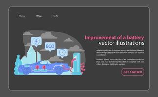 Advancing electric car technology. Focused on battery improvements for enhanced performance. vector