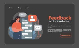 Feedback in digital communication concept. . Flat illustration vector