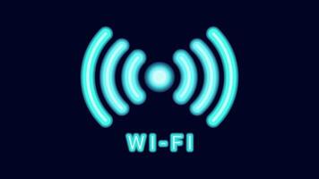 WiFi symbols neon effect dark background. Waves Wi Fi signal icon. Internet connection modern technology. Design web page billboard banner. illustration. vector