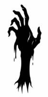 Black silhouette of creepy zombie hand isolated on a white background. Eerie monster hand outline. Concept of horror, Halloween, creepy design. Print, icon, design element. Graphic art vector