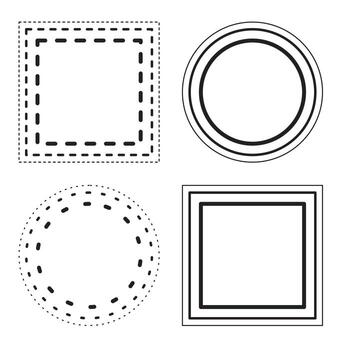 black line circle and square shape for frame vector