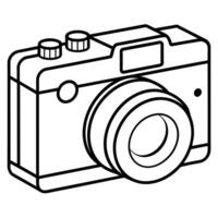 camera outline coloring book page line art illustration digital drawing vector