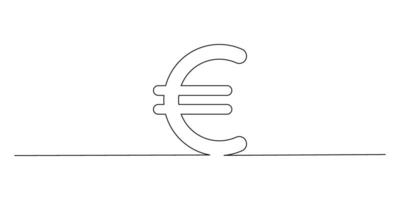 Continuous line drawing of Euro on white background. vector