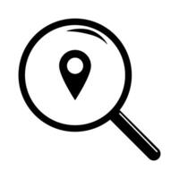 Magnifying glass with location icon isolate on white background. vector