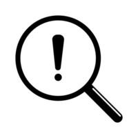 Magnifying glass with exclamation mark icon isolate on white background. vector