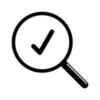 Magnifying glass with check mark icon isolate on white background. vector