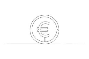 Continuous line drawing of Euro on white background. vector