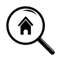 Magnifying glass with house icon isolate on white background. vector