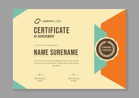 modern yellow certificate design template. certificate of appreciation with gold badge vector