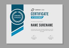 modern blue certificate design template. certificate of appreciation with gold badge vector