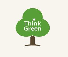 Nature concept with green tree and the text Think Green. vector