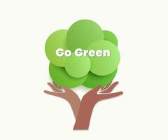 Nature concept with green leaves and the text Go Green. vector