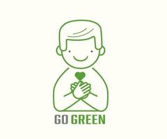 Nature concept with green leaves and the text Go Green. vector