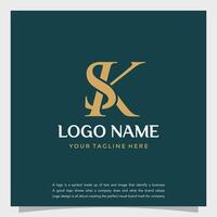 Simple logotype abstract logo initial SK or KS monogram template vector