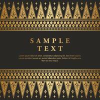 Luxury gold floral Javanese Batik Songket pattern frame border invitation greeting card design vector