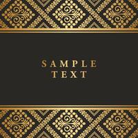 Luxury gold floral Javanese Batik pattern frame border invitation greeting card design vector
