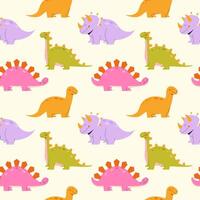 Childrens animals background. Seamless pattern with dinosaurs on a light background vector