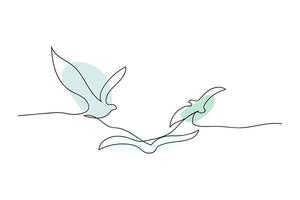 Sea gull bird hand drawn. lineart continuous line drawing. Single line drawing for summer design vector