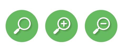 Magnifying glass and zoom icon with shadow. Magnifier, search concept vector
