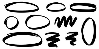 Marker sketches hand drawn set. Different kinds of sketches and hatches for brushes and decor vector