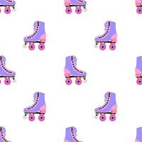 Retro roller skates flat style seamless pattern vector