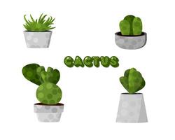 Set of cactuses. Collection of home succulents. vector