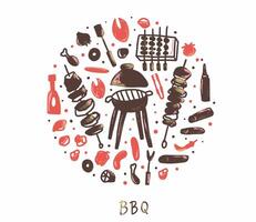 Barbecue emblem with text. design isolated. vector