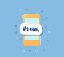 M-learning concept quote. design text set. vector