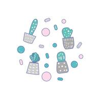 compositon of doodle cactus design set. vector