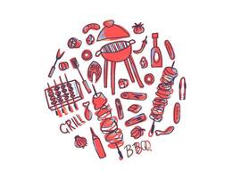 Barbecue emblem with text. design isolated. vector