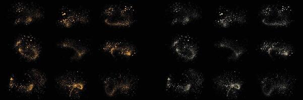 Abstract set of confetti luxury gold glitter and white color splatter texture design element vector