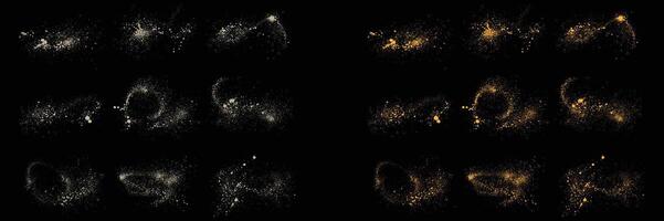 Abstract gold glitter and white color splatter texture luxury festive confetti collection vector