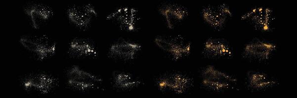 Confetti abstract gold glitter and white color splatter splash texture luxury background set vector