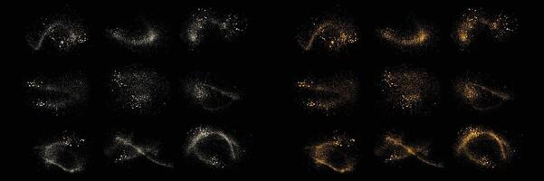 Abstract set of luxury gold glitter and white color splatter texture festive confetti background vector
