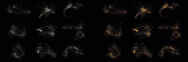 Collection of golden light glitter and white color splatter splash texture background vector