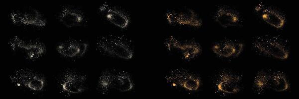 Set of abstract luxury gold glitter and white color splatter texture element illustration vector