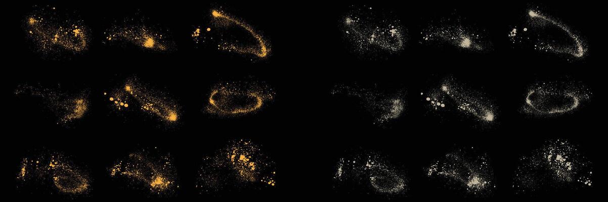 Luxury set of gold glitter and white color grunge texture element