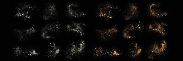 Set of white color grunge texture and confetti shiny gold glitter background design element vector