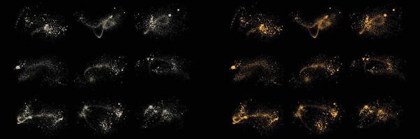 Golden confetti set of gold glitter grainy and white color splatter texture background element vector