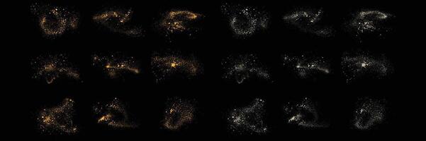 gold glitter effect and white color splatter texture abstract background set vector