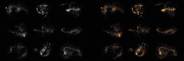gold glitter abstract golden dots dust and white color splatter texture template background set vector