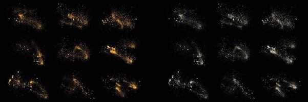 Abstract set of gold glitter confetti and white color grunge texture background vector