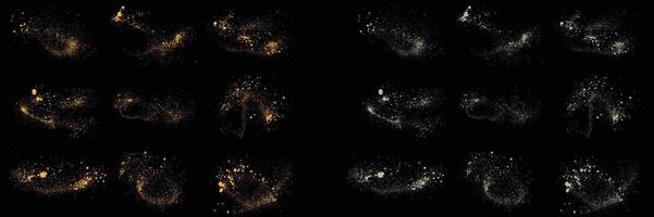 Set of white color splatter splash texture and gold glitter abstract isolated luxury celebratory background vector