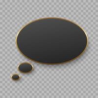black blank speech bubble with golden edge on dark background. vector