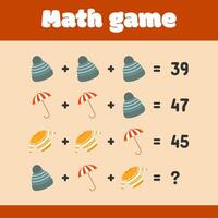 Mathematical educational game on the theme of autumn for children. Logical thinking vector